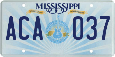 MS license plate ACA037