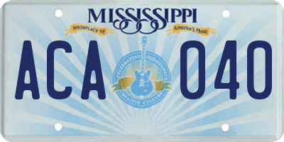 MS license plate ACA040