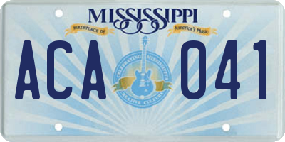 MS license plate ACA041