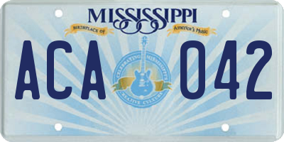 MS license plate ACA042