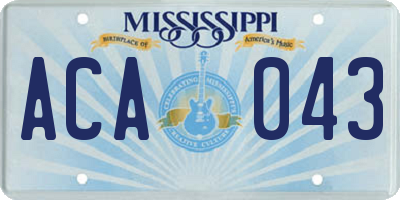 MS license plate ACA043