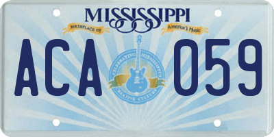 MS license plate ACA059