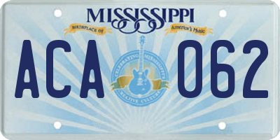 MS license plate ACA062