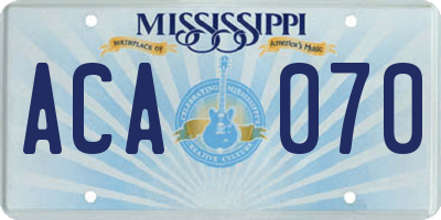 MS license plate ACA070