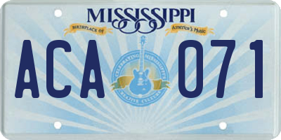 MS license plate ACA071