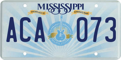 MS license plate ACA073