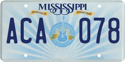 MS license plate ACA078