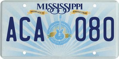 MS license plate ACA080
