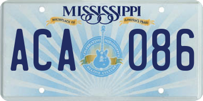 MS license plate ACA086