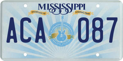 MS license plate ACA087