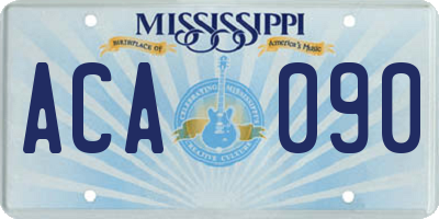 MS license plate ACA090