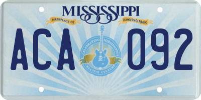 MS license plate ACA092