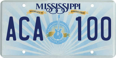 MS license plate ACA100