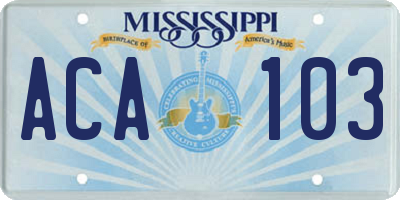 MS license plate ACA103