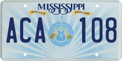 MS license plate ACA108