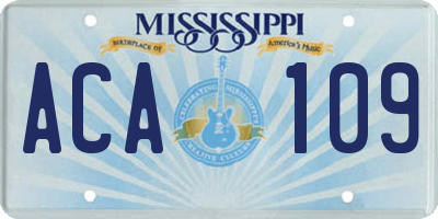MS license plate ACA109