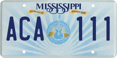 MS license plate ACA111