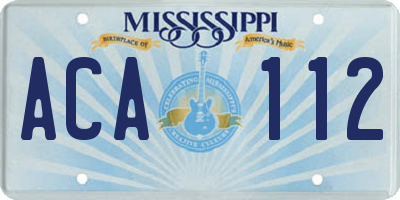 MS license plate ACA112