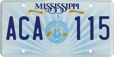 MS license plate ACA115