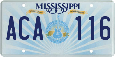 MS license plate ACA116
