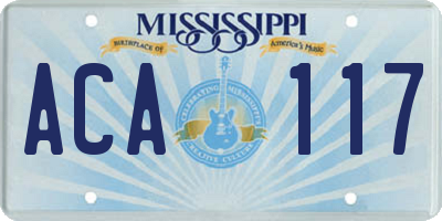 MS license plate ACA117