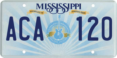 MS license plate ACA120