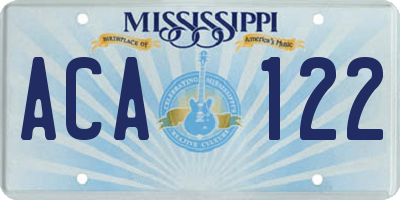 MS license plate ACA122