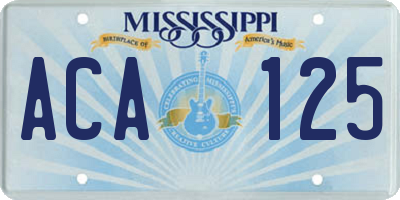 MS license plate ACA125