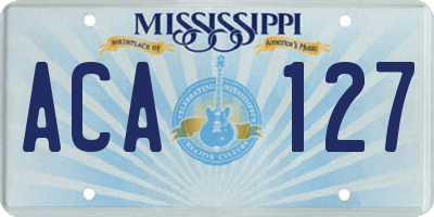 MS license plate ACA127