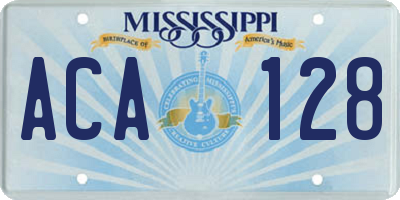 MS license plate ACA128