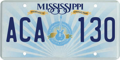 MS license plate ACA130