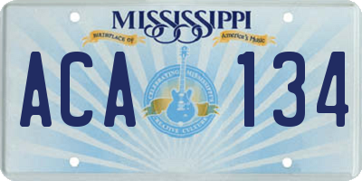 MS license plate ACA134