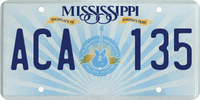 MS license plate ACA135