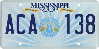 MS license plate ACA138