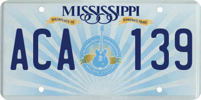 MS license plate ACA139