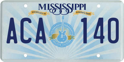 MS license plate ACA140