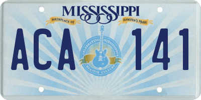 MS license plate ACA141