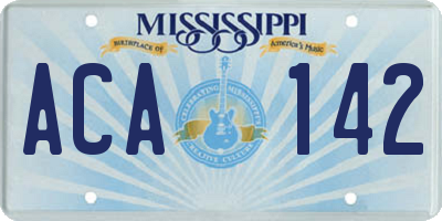MS license plate ACA142