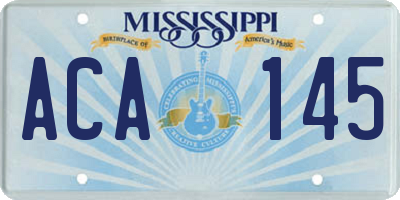 MS license plate ACA145