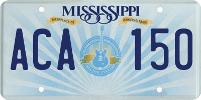 MS license plate ACA150