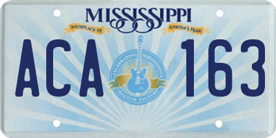 MS license plate ACA163