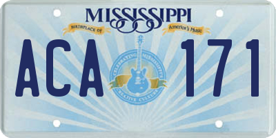 MS license plate ACA171