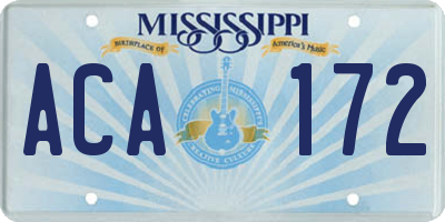 MS license plate ACA172