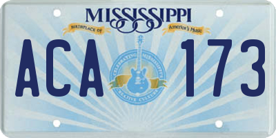 MS license plate ACA173