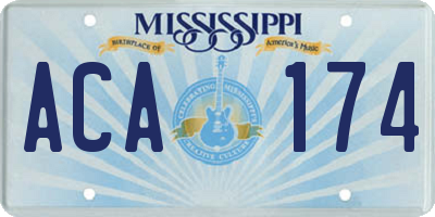 MS license plate ACA174