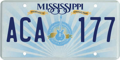 MS license plate ACA177
