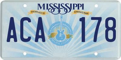 MS license plate ACA178