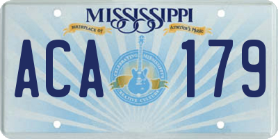 MS license plate ACA179