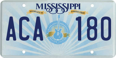 MS license plate ACA180