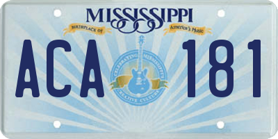 MS license plate ACA181